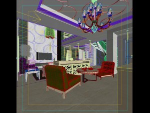 style concise european living room restaurant 1758 3D 模型
