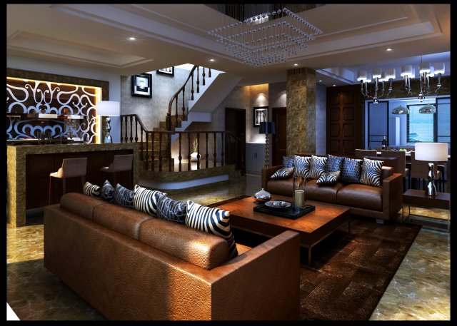 style concise european living room restaurant 1761 3D Model .c4d .max .obj .3ds .fbx .stl .blend 