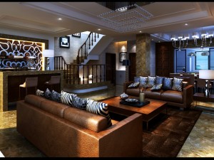 style concise european living room restaurant 1761 3D 模型