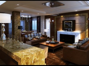 style concise european living room restaurant 1761 3D Model