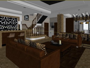 style concise european living room restaurant 1761 3D Model