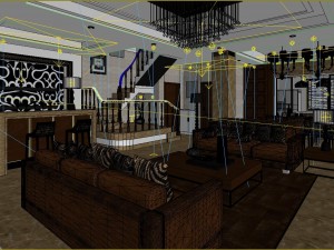 style concise european living room restaurant 1761 3D Model