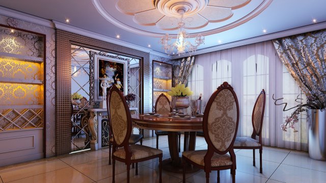 style concise european living room restaurant 1766 3D Модель .c4d .max .obj .3ds .fbx .stl .blend 