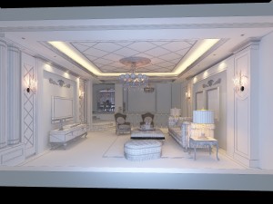 style concise european living room restaurant 1766 3D Модель
