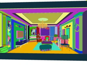 style concise european living room restaurant 1766 3D Model