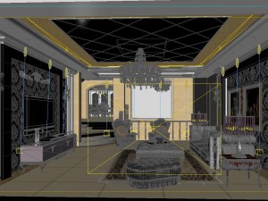 style concise european living room restaurant 1766 3D Модель