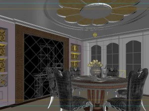 style concise european living room restaurant 1766 3D Model