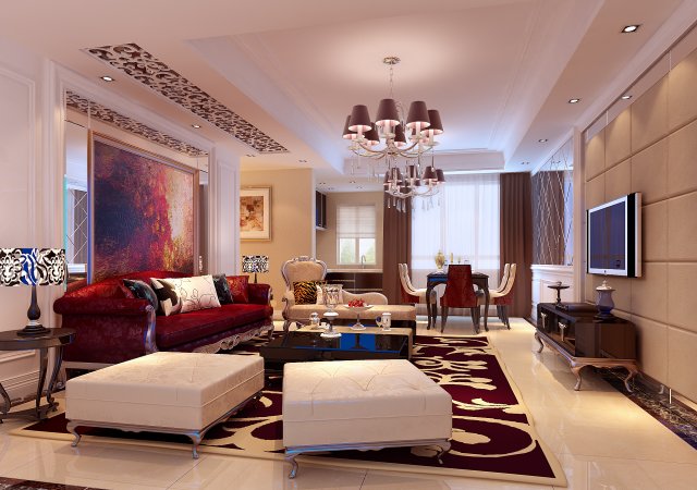 style concise european living room of 1776 Modèle 3D .c4d .max .obj .3ds .fbx .stl .blend 