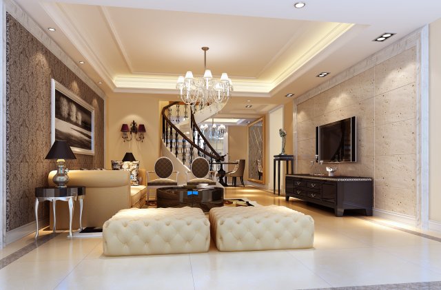 style concise european living room 1777 3D Модель .c4d .max .obj .3ds .fbx .stl .blend 