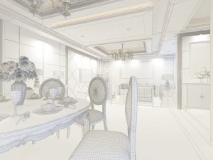 style concise european living room 1780 3D Model