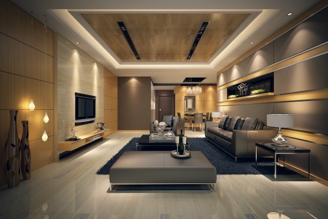 fashionable concise modern living room 1815 Modelo 3D .c4d .max .obj .3ds .fbx .stl .blend 