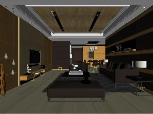 fashionable concise modern living room 1815 3D Model