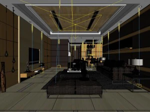fashionable concise modern living room 1815 3D Model