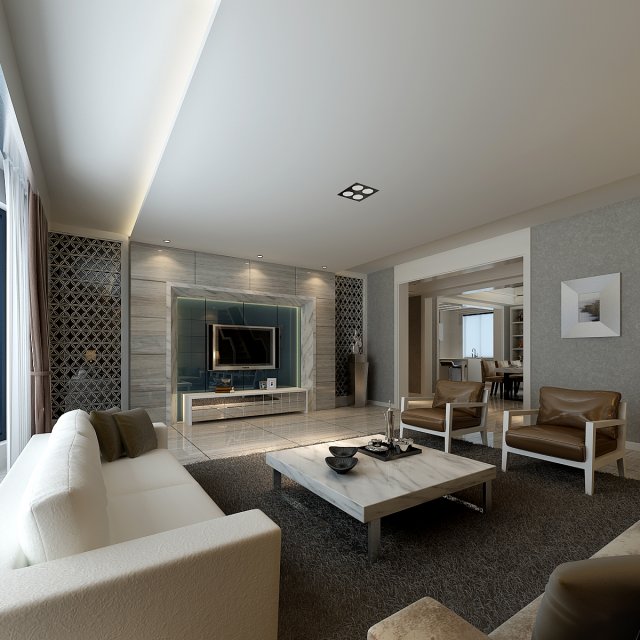 fashionable concise modern living room 1816 3Dモデル .c4d .max .obj .3ds .fbx .stl .blend 