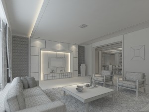 fashionable concise modern living room 1816 3Dモデル