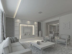 fashionable concise modern living room 1816 3D Model