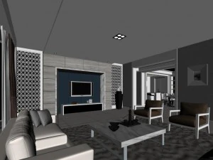 fashionable concise modern living room 1816 3D Model