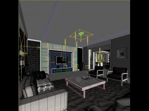 fashionable concise modern living room 1816 3Dモデル
