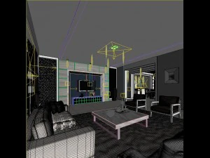 fashionable concise modern living room 1816 3D Model