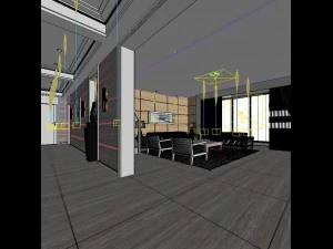fashionable concise modern living room 1816 3D Model