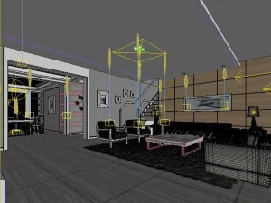 fashionable concise modern living room 1816 3D Model