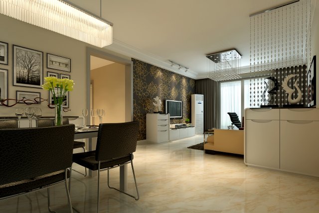 fashionable and concise modern living room 1817 3D Model .c4d .max .obj .3ds .fbx .stl .blend 