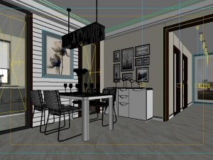 fashionable and concise modern living room 1817 3D Model