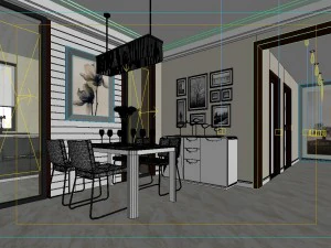 fashionable and concise modern living room 1817 3D Model