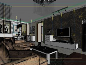 fashionable and concise modern living room 1817 3D Model