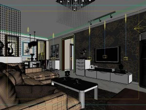 fashionable and concise modern living room 1817 3D Model