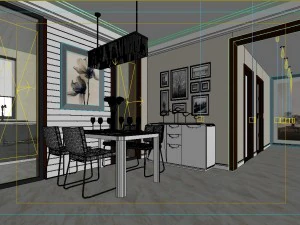 fashionable and concise modern living room 1817 3D Model