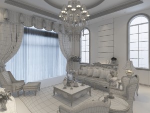fashionable european style living room 1821 3D Модель