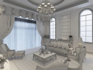 fashionable european style living room 1821 3D Model
