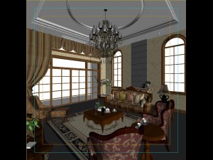fashionable european style living room 1821 3D Модель