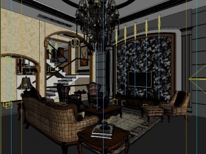 fashionable european style living room 1821 3D Модель