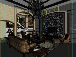 fashionable european style living room 1821 3D Model
