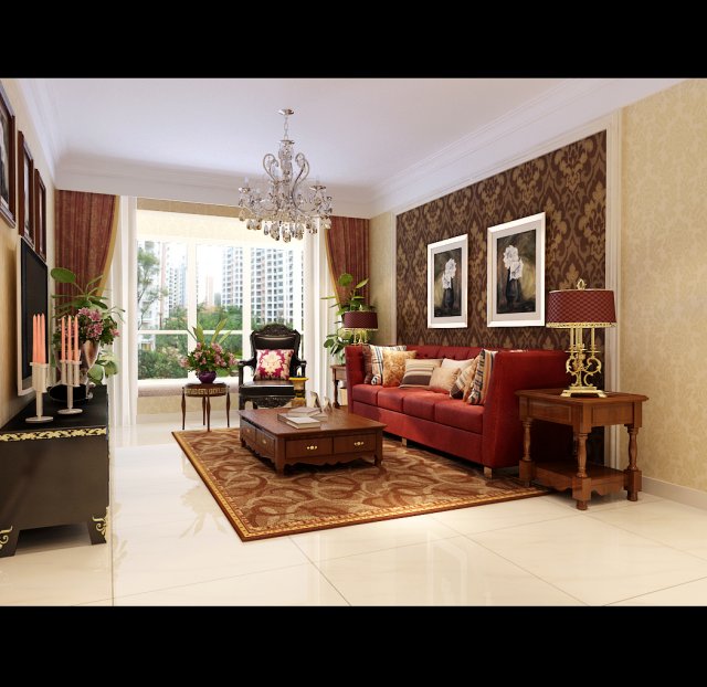 fashionable european living room 5139 Modelo 3D .c4d .max .obj .3ds .fbx .stl .blend 
