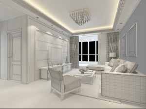 fashionable european living room 514 3D मॉडल
