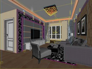 fashionable european living room 514 3D Model