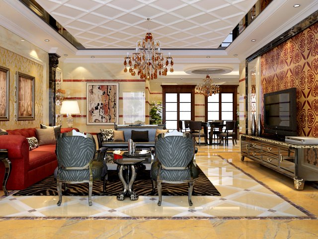 fashionable european living room 5143 Modello 3D .c4d .max .obj .3ds .fbx .stl .blend 