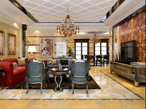 फैशनेबल यूरोपीय लिविंग रूम 5143 3D मॉडल