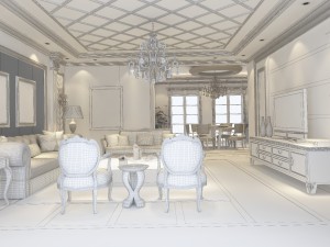 fashionable european living room 5143 Modello 3D