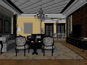 fashionable european living room 5143 Modello 3D
