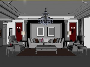 fashionable european living room 5145 3D Модель