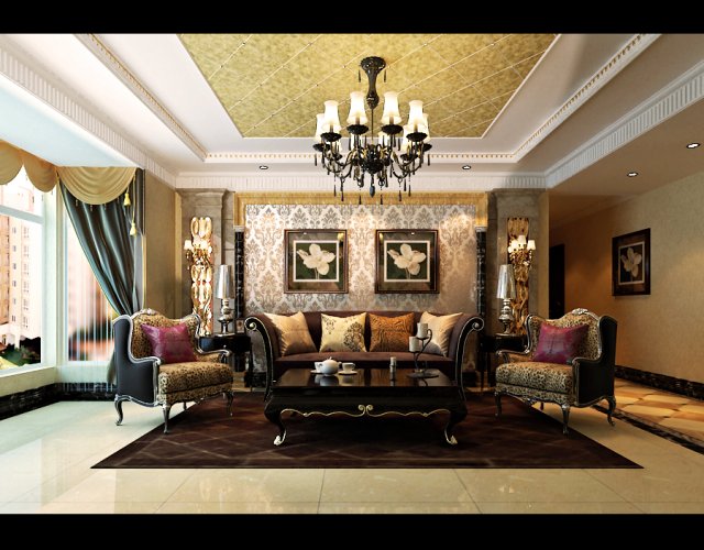 fashionable european living room 5148 Modèle 3D .c4d .max .obj .3ds .fbx .stl .blend 