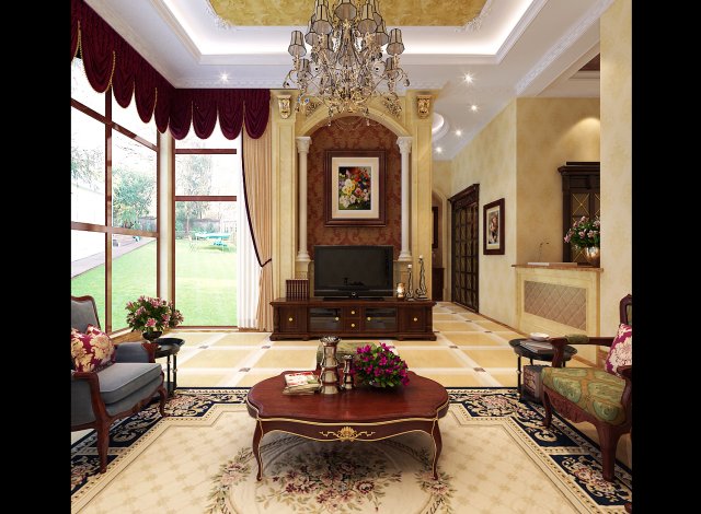fashionable european living room 5149 Modèle 3D .c4d .max .obj .3ds .fbx .stl .blend 