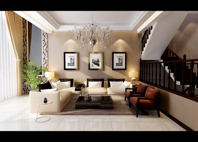 fashionable european living room 515 3D Модель .c4d .max .obj .3ds .fbx .stl .blend 