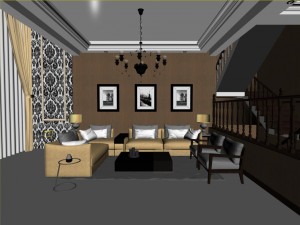 fashionable european living room 515 3D Модель