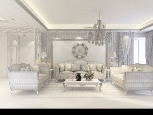 fashionable european living room 5152 Modello 3D