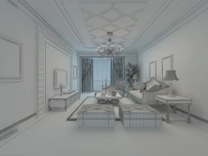 fashionable european living room 5155 3D Model